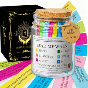 Prayer Glass Jar Bible Verses Jar Wish Bottle Love Gift, Inspirational Religious Decorative Container, Perfect Spiritual Present