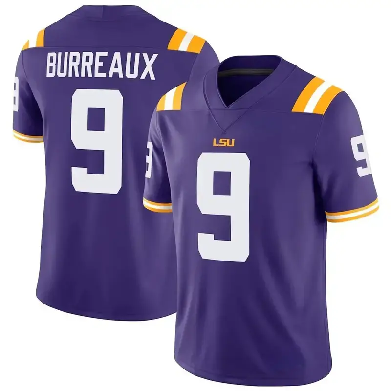 LSU Burreaux #9 Football Jersey, Purple College Player Style Game Jersey, American Football Fan Shirt, Unisex Sports Apparel, Game Day Streetwear Outfit, Gift for Football Fans