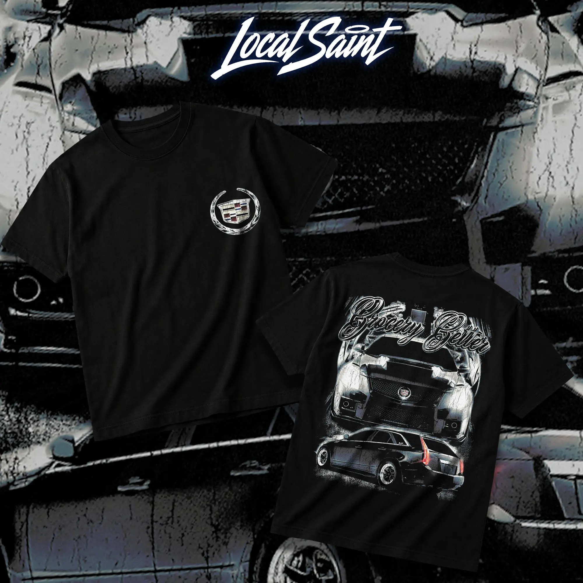 LOCALSAINT Grocery Getter Houston TX Heavy Cotton Unisex Graphic T-Shirt Hoodie Texas Houston Texas Lonestar Lowrider 713 Crewneck Tee, Vintage Streetwear Graphic T-Shirt Direct To Garment Breathable Print