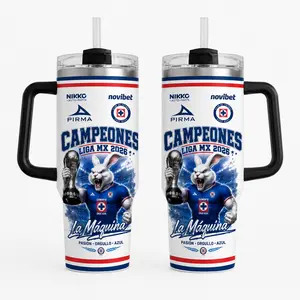 Stylish Cruz Azul Inspired Tumbler Bottle - 40oz, 30oz La Máquina Campeones Soccer Fan Cup, Blue White Mexican Drinkware, Game Day Gift For Fans (Straw Not Included)