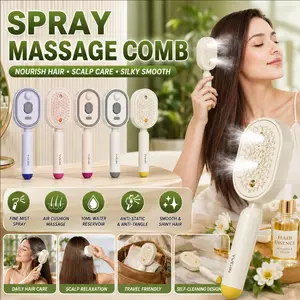 Electric Spray Hair Brush, 2-In-1 Misting Hair Brush with Water Spray Reduce Frizz Anti-Static Retractable Steam Massage Comb (Not Inlcuded Essential Oils)