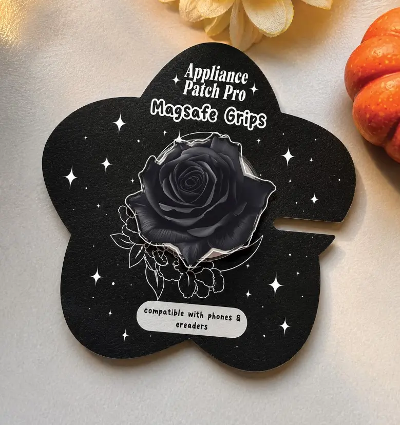Gothic Black Rose Magsafe Phone Grip – Magnetic Pop Socket & Kickstand – Dark Romantic Aesthetic Accessory