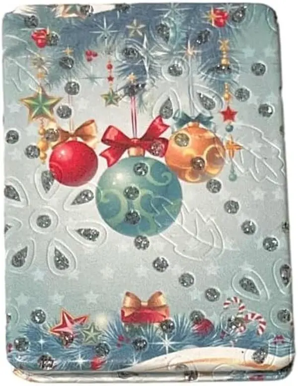 Artist Unknown Christmas Ornaments Double Compact Mirror w/Crystal Stones