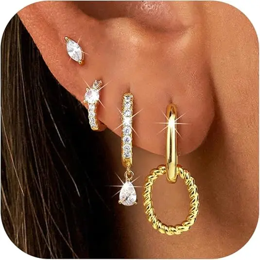 GD-CZ Oval+CZ Hoop+Dangle Hoop+Dangle CZ