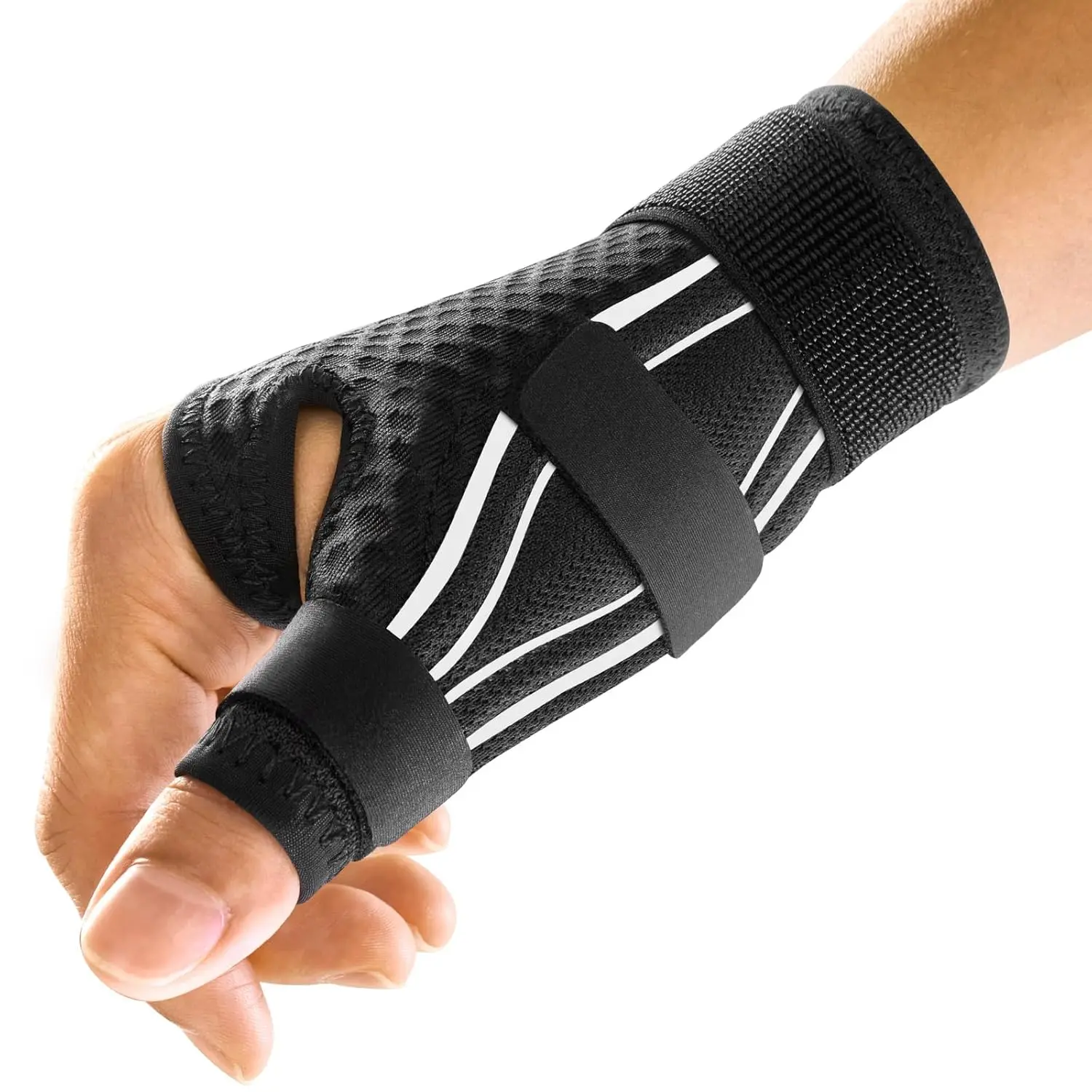 Ergonomical Thumb Brace Support Right Hand or Left Hand for Arthritis Pain and Support, Thumb Spica Splint for Trigger Thumb, Thumb Stabilizer for Tendonitis, Sprain (S/M White/Black) Healthcare Tool