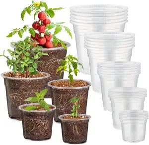 30 Pack 7/6/5/4/3 Inch Clear  Pots for , Flexible Plastic  Pots with Drainage Holes, Transparent Seed Starter Pots Variety Pack for , Seedlings, , Vegetable