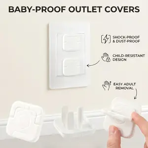 30PCS Baby Proof Outlet Covers, Child Safety Electrical Socket Plugs, Shockproof Childproof Outlet Protectors, Easy Adult Removal Safety Plug Covers, Durable Non-Toxic Baby Safety Caps, Universal Fit for Standard Outlets