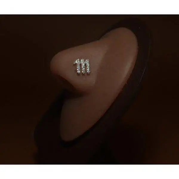 Handmade 111 Angel Number Nose Stud Piercing Jewelry
