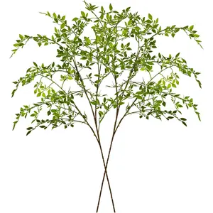 Artificial Greenery Stems, 43.3" Nandina Branches Tall Faux  Stems for Vase, Greenery Decor Stems Leaves Bunches for Shop Garden Office  Decor(Green,2Pcs)