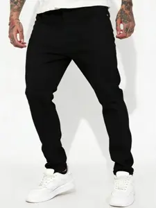 Men's tight jeans, hip-hop street style tight jeans, casual business fashion, mid to high waisted pants for all seasons, versatile high-quality jeans