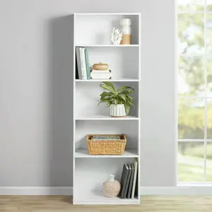 Mainstays 5-Shelf Bookcase with Adjustable Shelves, White - Perfect for Books, Artwork, and Collectibles