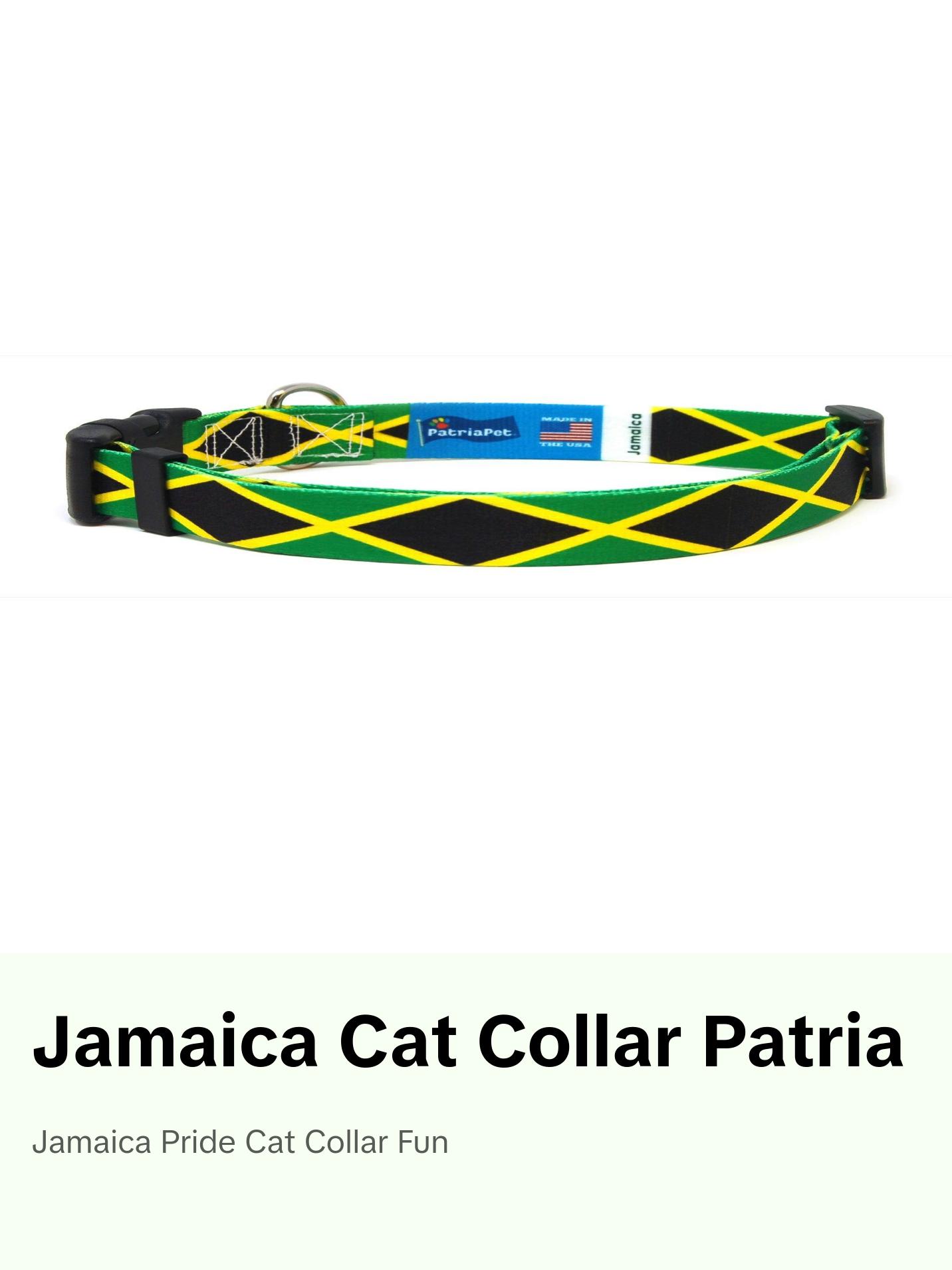 Cat Collar with Jamaica Flag | Great For National Holidays, Festivals, Parades, Sporting Events, Pride Events