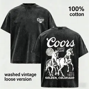 Retro Western Brewery Graphic Tee Western Style Graphic Tee Vintage Washed Cotton Retro Cowboy Shirt for Men and Women