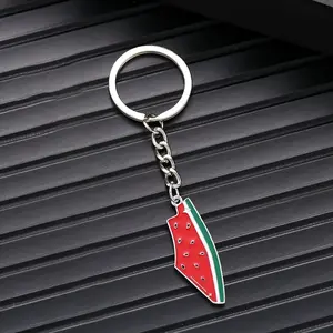 Simulation Watermelon Keychain Cute Summer Fruit Watermelon Pendant Keyring Car Backpack Key Holder Geometric Personalized Gift