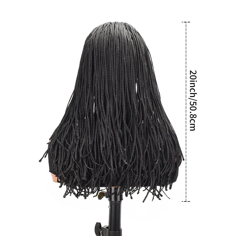 20 Inch Box Braided Headband Wig for Black Women, Long Synthetic Braided Wig with Headband, Glueless Easy Wear Crochet Braids Wig Natural Black Protective Style Wig Daily Use