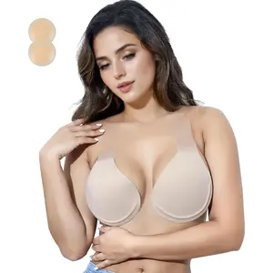 Sticky Push Up Bra for Large Breasts – Invisilift Plus Size Strapless Backless Adhesive Silicone Bra