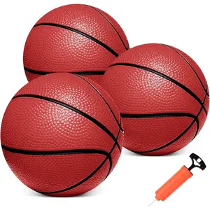 Mini Basketballs, 3 Pack 6" Inch Small Basketball Set with Pump Over The Door Mini Hoop Basketball Replacements Toy Basketball for Toddlers, Kids, Teenagers, for Pool, Indoors, Outdoors