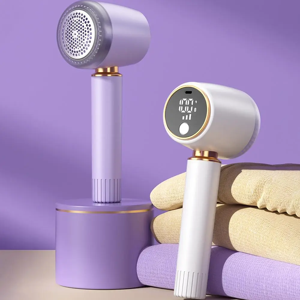 Portable Electric Lint Remover, USB Rechargeable Digital Display Hair Ball Trimmer, Household Hair Ball Remover for Clothes, Furniture, Sweater