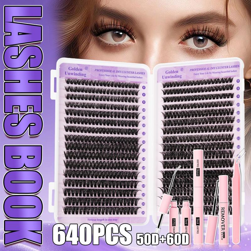DIY Personal Eyelash Clusters, Beginner Friendly High Capacity Lashes Set, Thick Voluminous False Eyelashes, Easy-To-Use Segmented Lashes