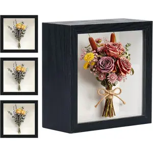 4 Pack 5x5 Shadow Boxes Frame - 1.96" Deep Shadow Boxes 3D Picture Frame, Memory Box for Graduation Wedding Memories Crafts Awards Medals Photos, Dried Flo