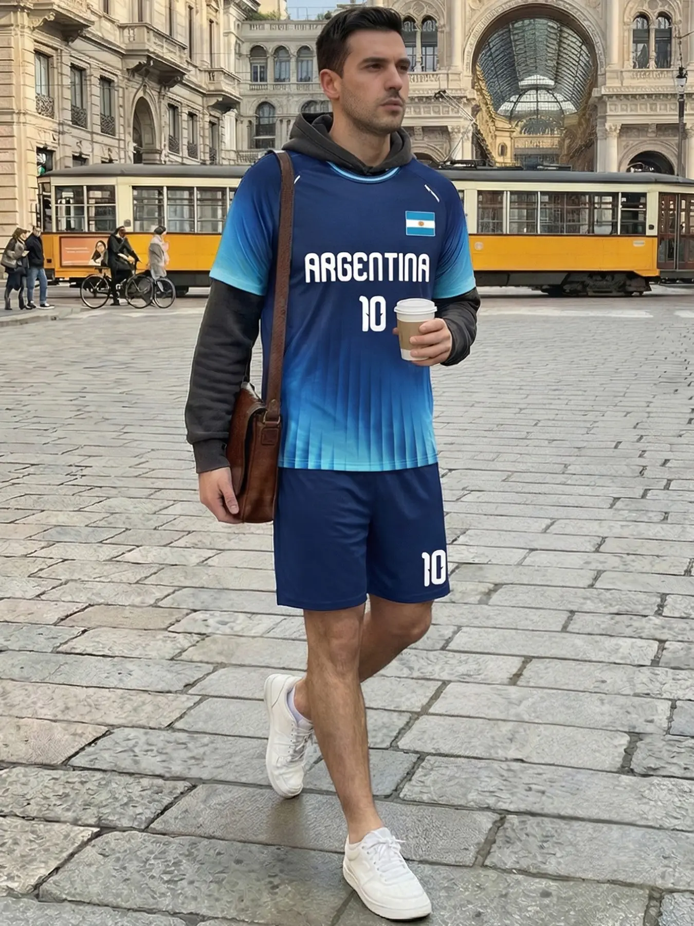 Argentina Style Soccer Jersey Set, Quick-Dry Breathable T-Shirt and Shorts, Fan Exclusive, Number 10 Design, Perfect for Gifts and Match Day Memorabilia
