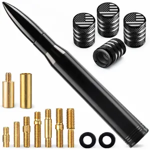 Car & Truck Antenna with American Flag Tire Valve Caps, Universal Radio Replacement for Ford F-Series, Chevy Silverado Colorado Tahoe, GMC Sierra Yukon, Dodge RAM, Jeep, Toyota & Cadillac