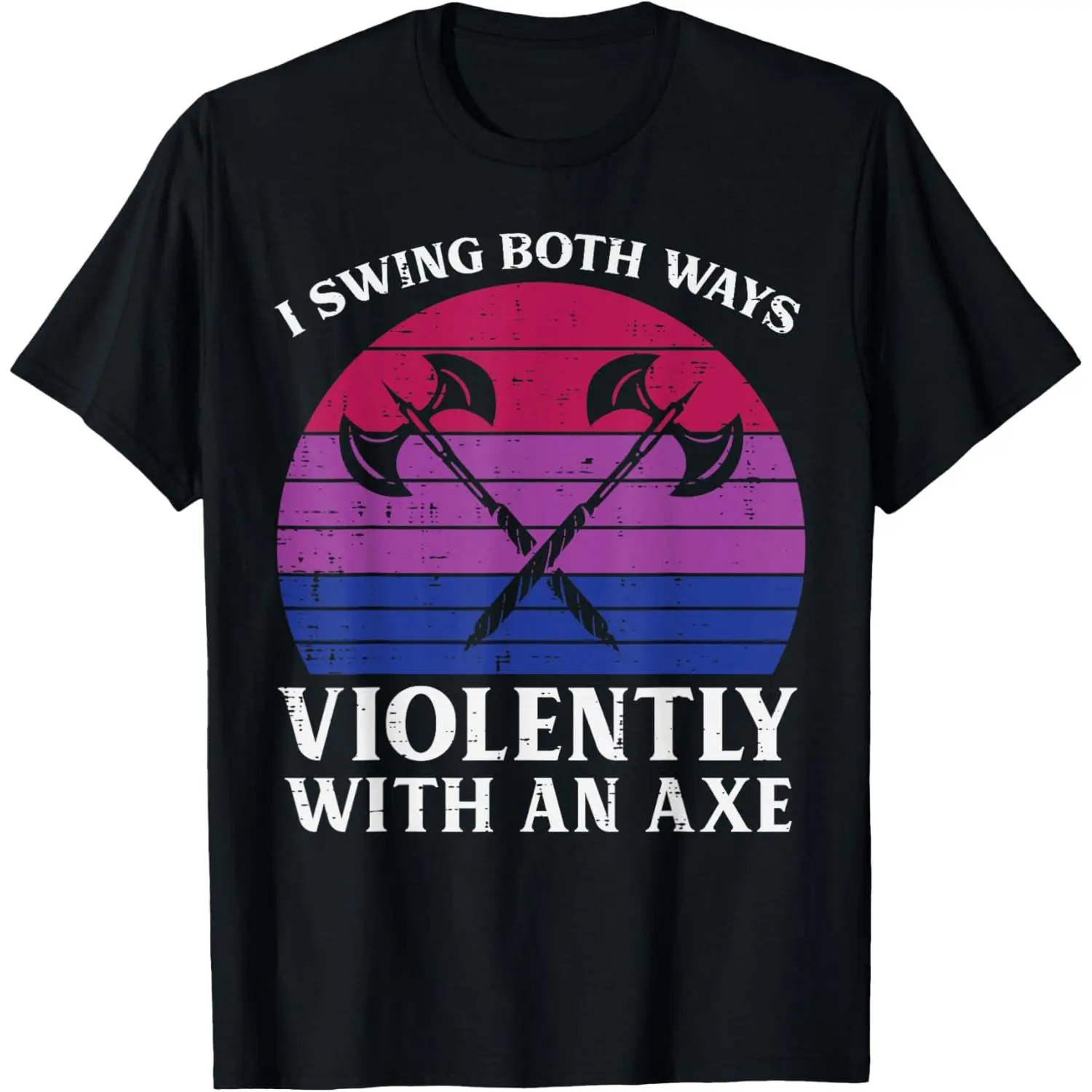 Bisexual I Swing Both Ways Axe Funny Bi Pride Flag LGBTQ Men T-Shirt,Made in USA