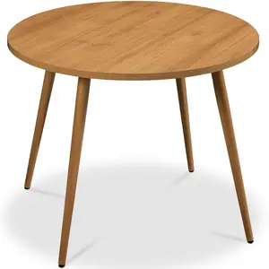 Best Choice Products Round Mid-Century Modern 35.5in Dining Table, Dinette for Home or Kitchen w/Wood Finish Steel Legs​