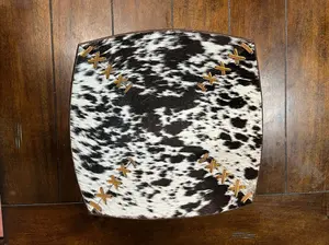 Western Linens - Cross Stitched Large Cowhide Bowl