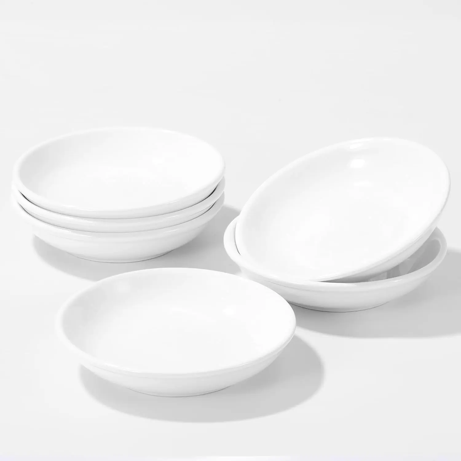 6-Count Sleek Round Ceramic Dipping Sauce Dish Set - Resists Staining, Versatile Small Tableware Condiment Bowls for Soy Sauce, Sushi - Durable, Dishwasher-Safe for Parties, Restaurants