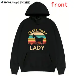 Vintage 100% Cotton Crazy Goat Lady Hoodie – Funny Gift for Goat Lovers