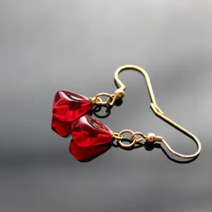 Pomegranate seeds hook earring in gold  tone