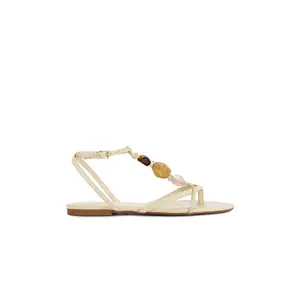 Schutz Amber Flat Sandal in Egg Shell