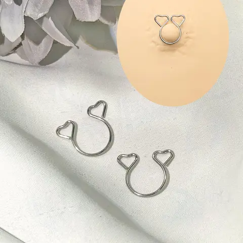 1pair Non Piercing Nipple Jewelry Fake Nipple Rings Adjustable Cute Heart Non-Piercing Faux Body Jewelry for Women Comfortable Valentine's Day Fake Piercings