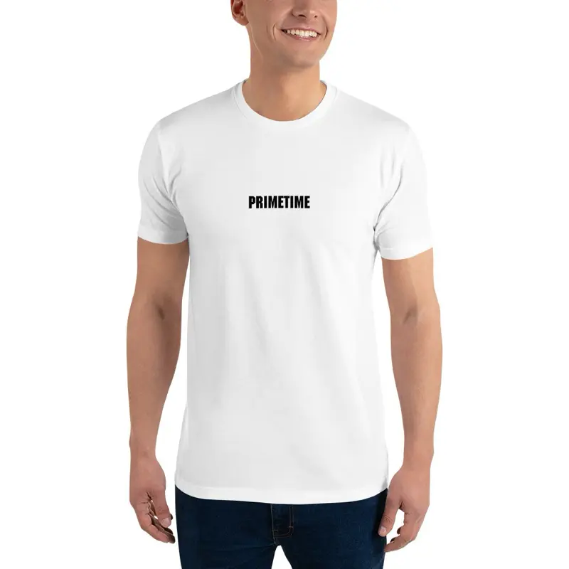 PRIMETIME Unisex Fitted Active T-Shirt White with Front Logo Design