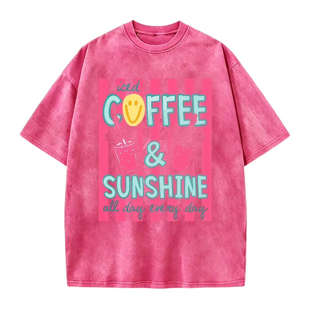 Coffee And Sunshine T Shirt, Coffee Lover T-shirt, Retro Smiley Face Graphic Shirt, Trendy Coffee T shirt, Beach Shirts