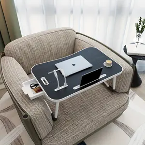 Portable Foldable Laptop Desk with Light, Fan, Cup Holder & Storage Drawer | Space-Saving Multi-Use Bed & Sofa Table for Home, Office & Travel