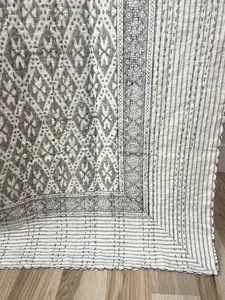 Mandira Weave Block Print Cotton Kantha Quilt
