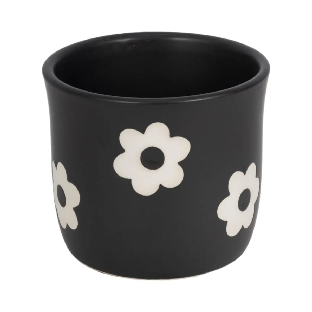 Sagebrook Home 20360-02 6 in. Flower Power Planter - Black & White, Decorative Indoor Minimalist Ornamental Small Flower Pot, Decorative Flower Pots, Indoor Flower Pots