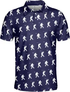 Men's Golf Polo Shirts Short Sleeve - Sasquatch Design, Lightweight Breathable Performance Polo for Golf Players
