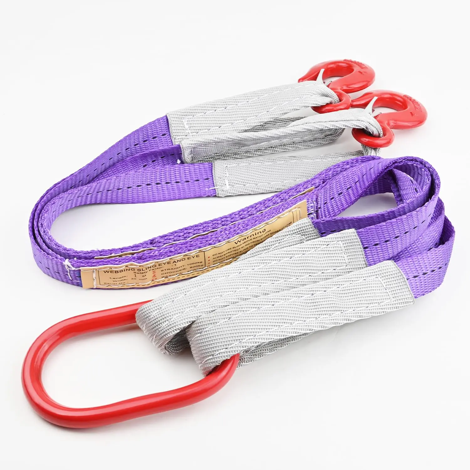 Lifting Slings Straps With Hooks - 3.3 Ft  4409lb Pounds Capacity Polyester Bridle Sling Heavy Duty Two Leg Rigging Strap For Engines Cranes Hoists Truck