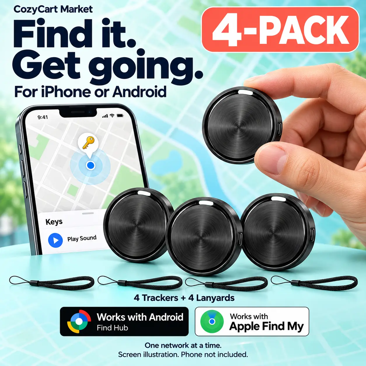 ROEL-PLAY Finder Duo iOS and Android Air Tracker Tags GPS Tracker with Replaceable Battery 1 Year Battery Life and No Monthly Fee Compatible with Apple Find My or Find Hub App Item Finder Smart Tag for Keys and Luggage tiktokshopfalldealsforyou