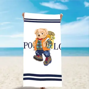 Polo Bear Print Beach Towel, Skin-Friendly, Quick-Drying, Perfect for Summer Vacations and Pool Parties, Versatile for Home and Outdoor Use