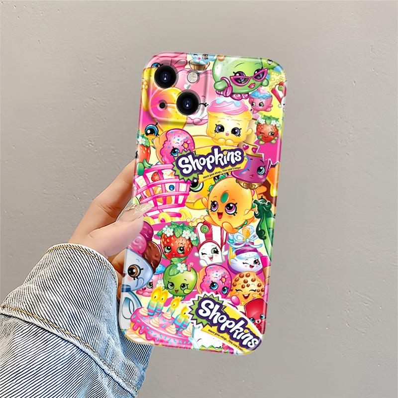 Shopkins cartoon print phone case, suitable for iPhone 17 Pro Max/Plus 16 15Plus 14 13 12 11 shockproof mobilephone protective cover y2k aesthetic phone case