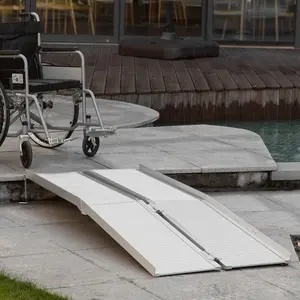 6' Textured Aluminum Folding Wheelchair Ramp - Heavy-Duty 800 lbs Capacity Portable Threshold Ramp with Non-Slip Surface, Safety Curbs, Ideal for Home Steps, SUV/Van Transfers, Senior Mobility Aid