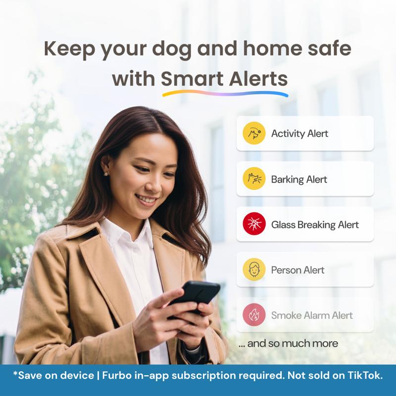 Furbo 360° Dog Camera [Nanny Edition - Unlock with Subscription] Home Security Smart Dog Camera, Barking & Safety Alerts, Pet Camera with Speaker, Smart Home Indoor Puppy Cam w Phone App & Color Night Vision - 3mo Minimum Subscription Required