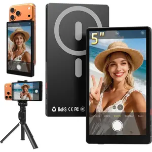 5" Large Vlog Selfie  Screen for iphone17, 4K 2600mAh, No Latency, 90feet Signal Range,   Camera  for  & Android, Sync Rear Camera for Live Stream&