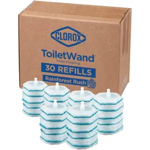 Toilet Cleaner Refills with Toilet Brush, Fresh Rainforest Scent, 30 Count Disposable Bathroom Cleaning Replacement Heads