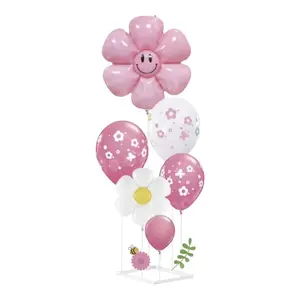 Sunflower Table Balloon Set - Pink & White Floral Design for Festive Decorations