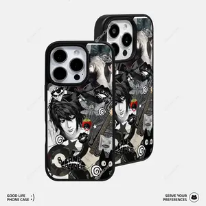 Edgy Anime Collage Phone Case17: Gothic Manga Art with Guitar, Strawberries & Mysterious Characters – Perfect for TikTokers into Alternative, Dark Aesthetics iPhone16promax 15 14 13 12 s25 s24 s23